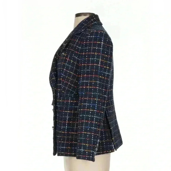 Veronica Beard Dickey Blazer Size 2 Tweed Jacket Rumer Double Breasted Navy Red - Picture 6 of 11